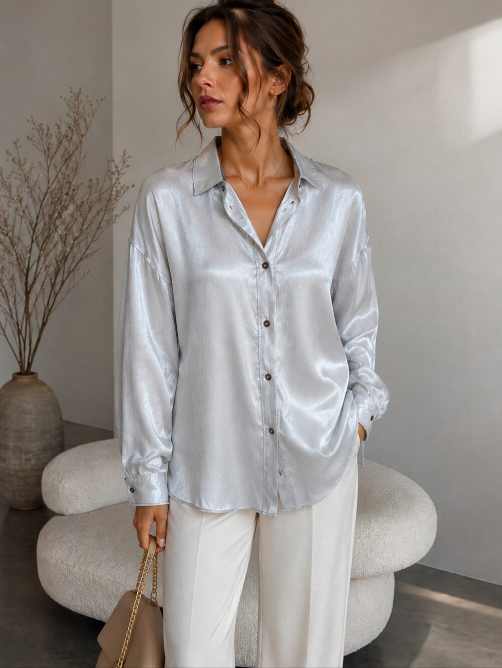 KAR-MA Made in Italy 100% Viscose Metallic Sheen Blouse – NWT – Size S/M